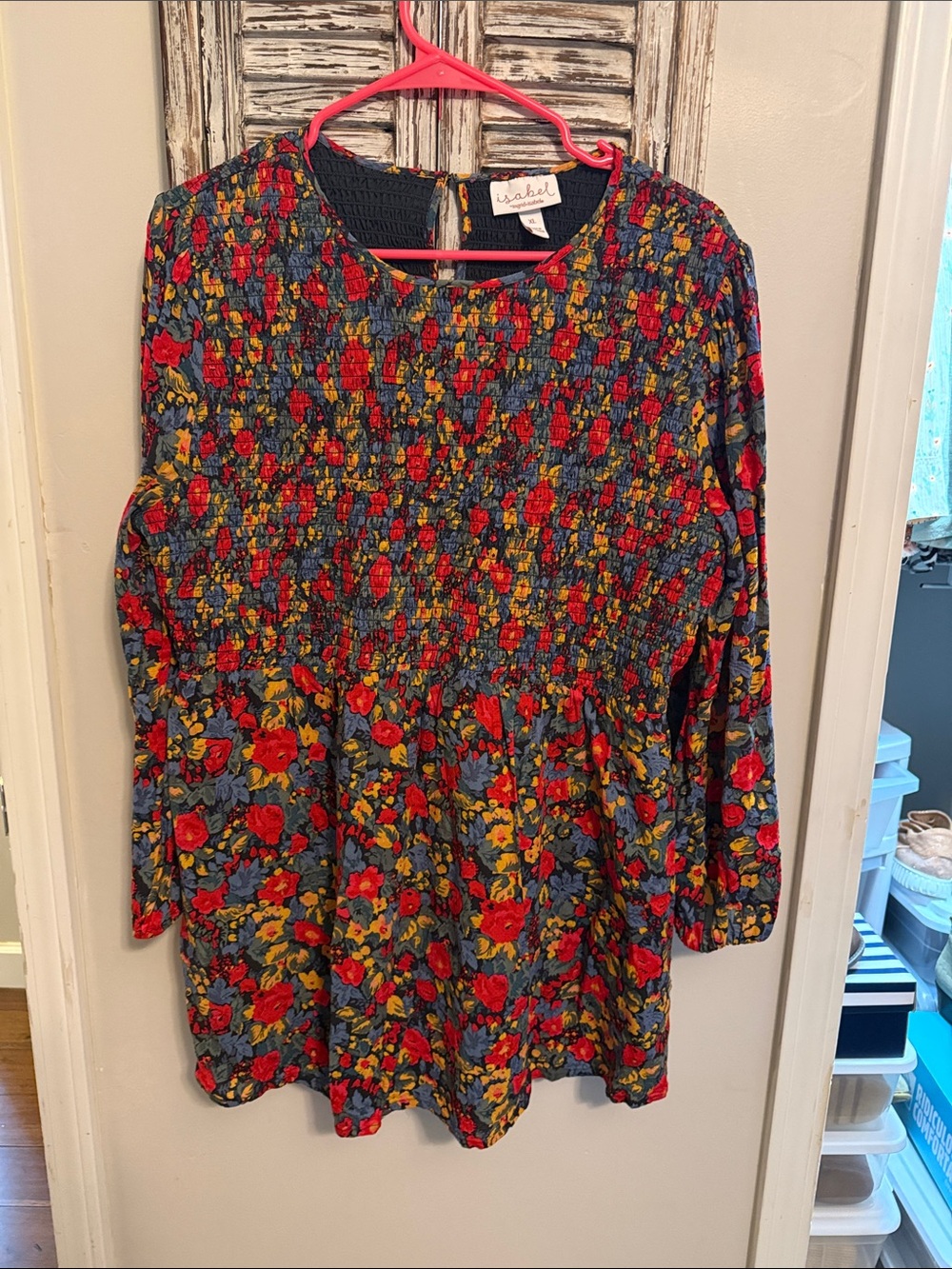 Floral Smocked Long-Sleeve Top in Multicolor